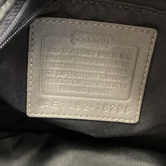 Coach Signature Op Art Hobo Shoulder Bag Grey Silver Metallic Fabric Leather - Picture 6 of 7